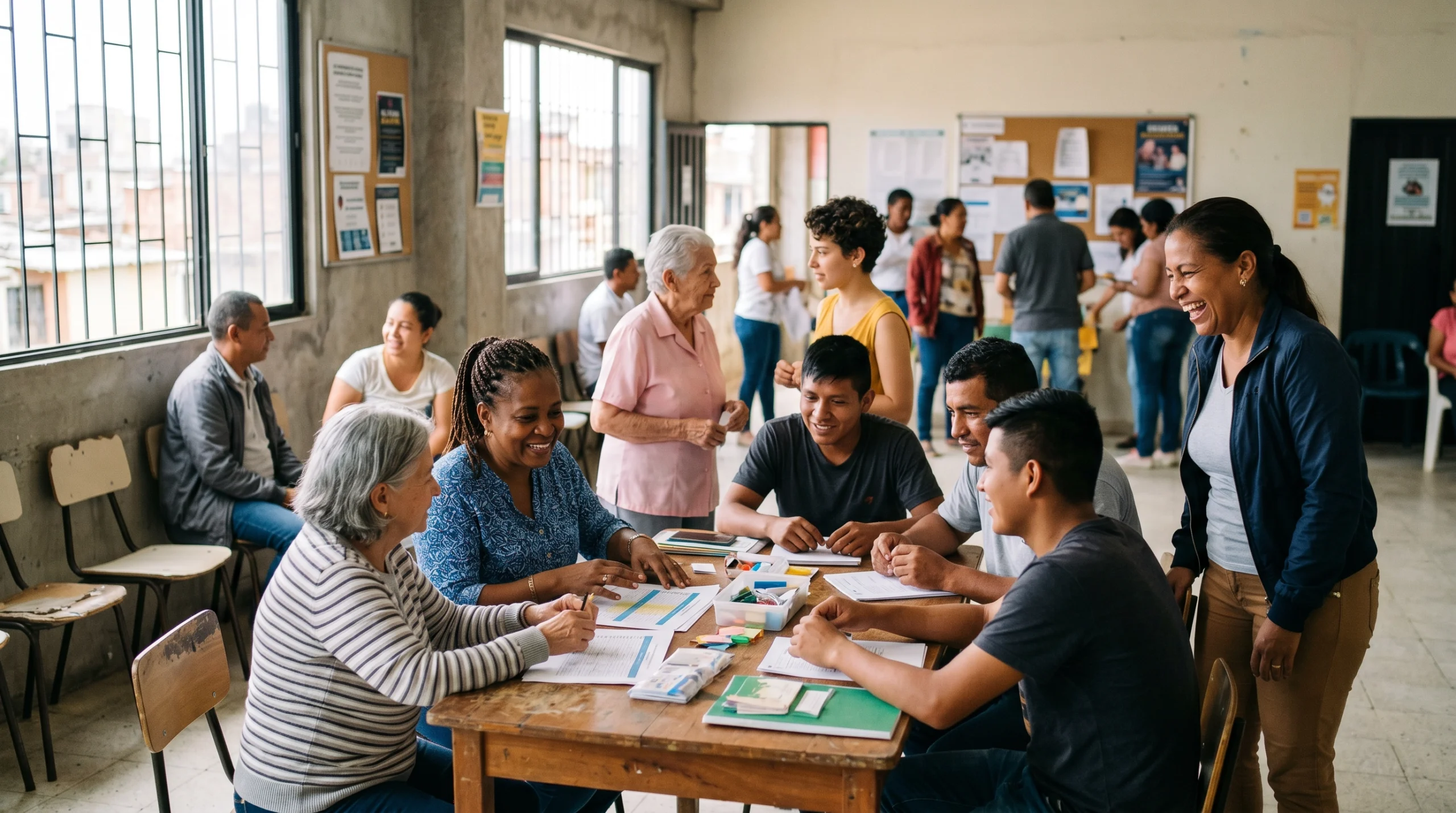 Reunión de un grupo de vecinos en el marco de un estudio de impaacto social y ambiental